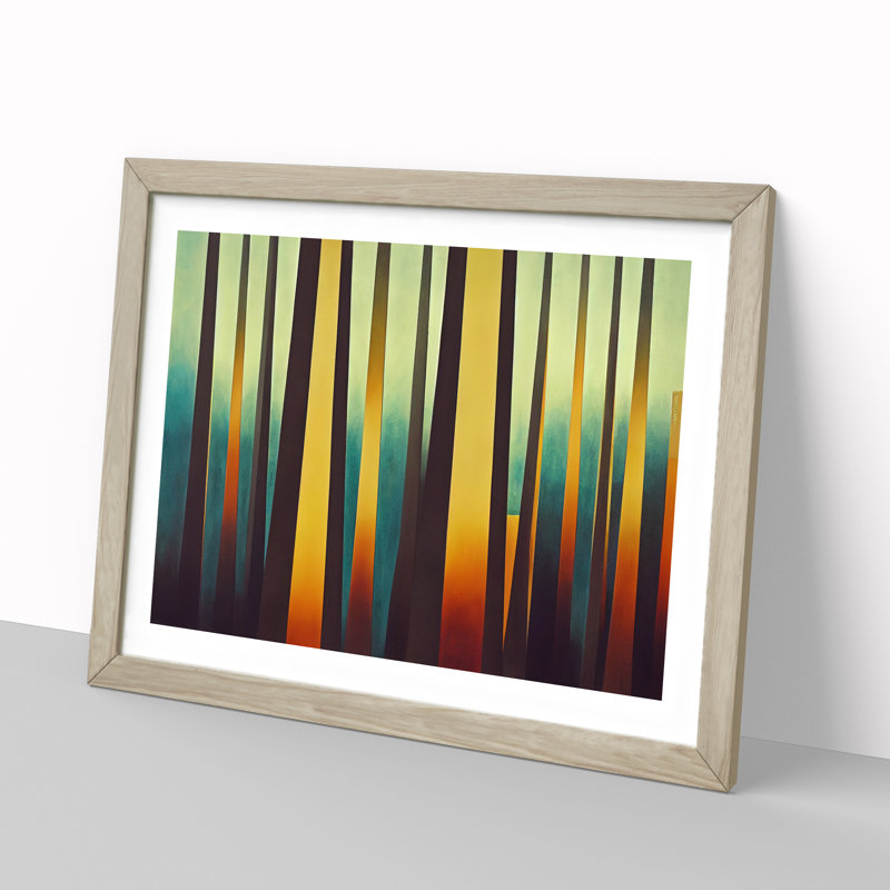 XH1022-7647X Seductive Abstract Forest - Single Picture Frame Painting, 25cm H x 34cm W x 2cm D, Oak