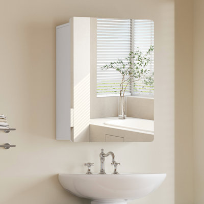 Medicine Cabinet Mirror With 2 Adjustable Shelves, Bathroom Mirror With Storage, Recessed Or Wall Mount Bathroom Cabinet, White