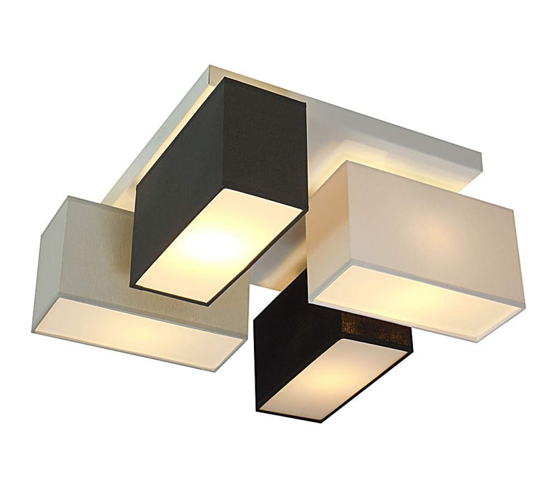Pastore Semi Flush Mount, Grey, white and black