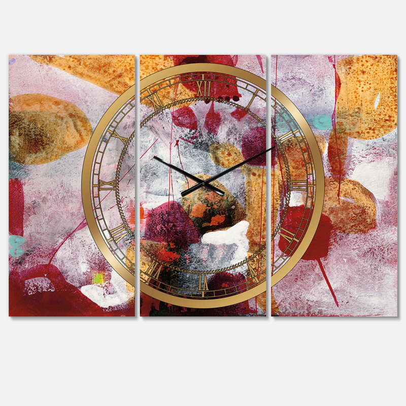 Aquarelle abstraite rouge et jaune - horloge murale moderne
