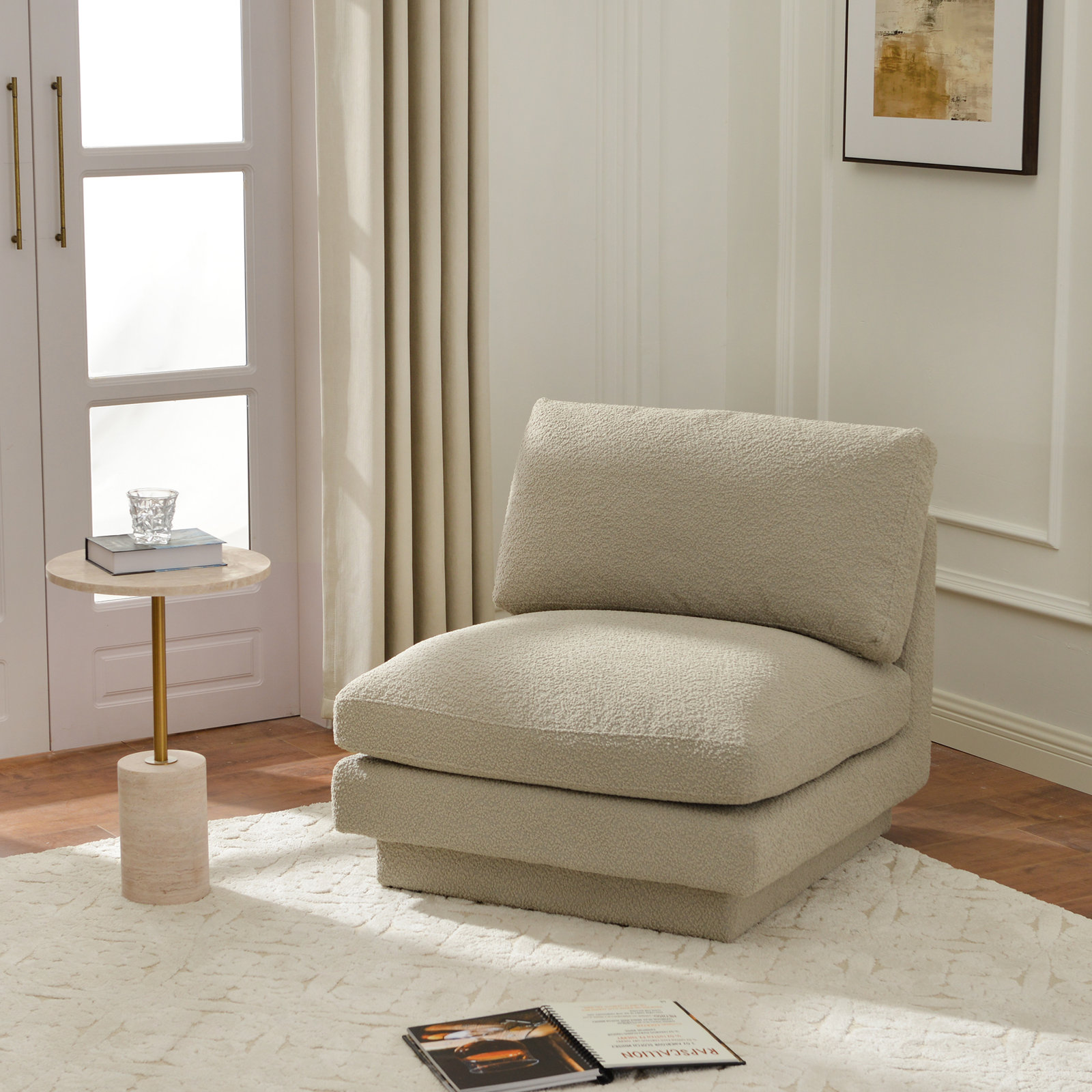 Woolf Slipper Chair, Oat Boucle