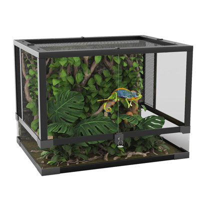 Terrarium en verre reptile 24 po x 18 po x 18 po, verrou anti-fuite et plancher imperméable facile à nettoyer