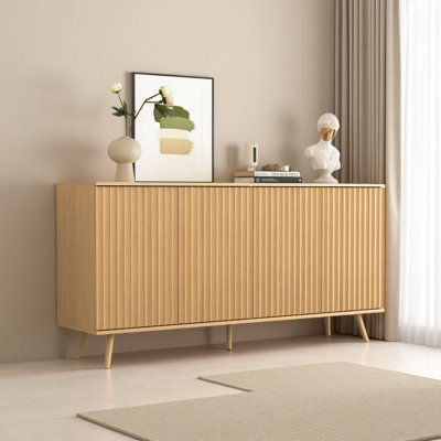 Sideboard Buffet Cabinet With Storage, Long Sideboard Storage Cabinet With 4 Doors, Wood Credenza Console Coffee Bar Cabinets With Adjustable Shelves For Living Room Kitchen Dining Room
