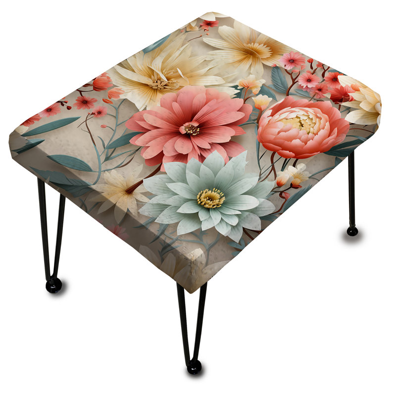 Pastel Bohemian Boho Pattern - Floral Rectangle Ottoman