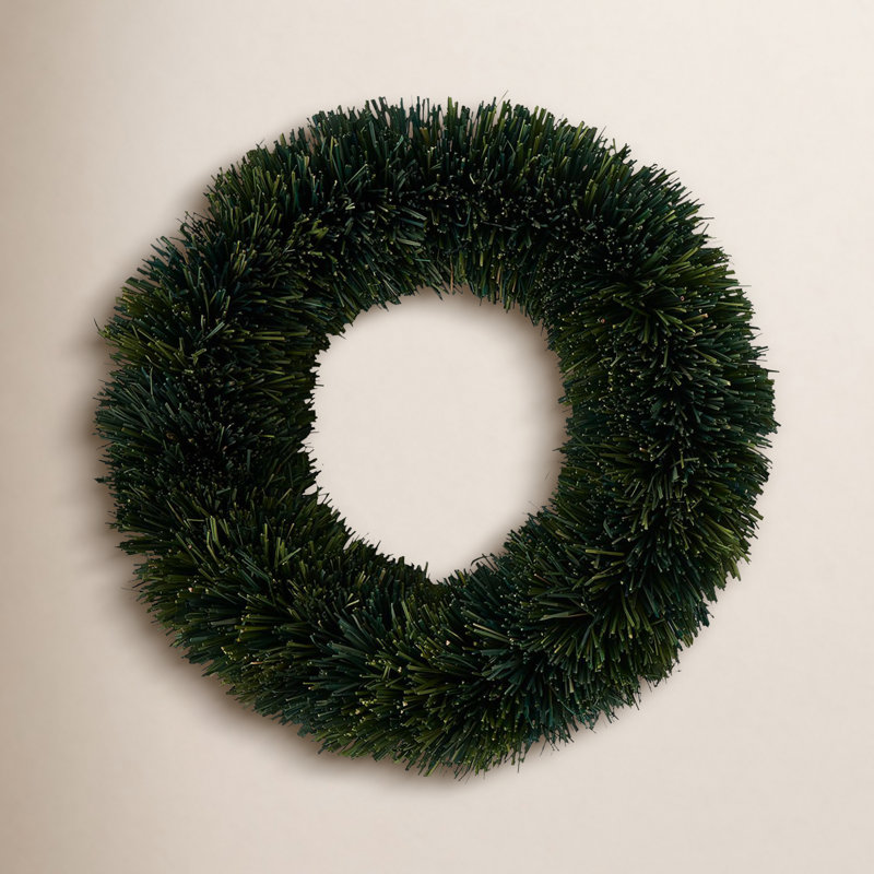 Natural Fibers Wreath, Green, 15.5" H x 15.5" W x 4.5" D