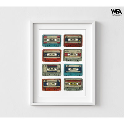 Reproduction d'art rétro de cassettes rétro, impression encadrée de cassettes rétro, art mural musique rétro, art mural encadré, art mural surdimensionné, art mural grand