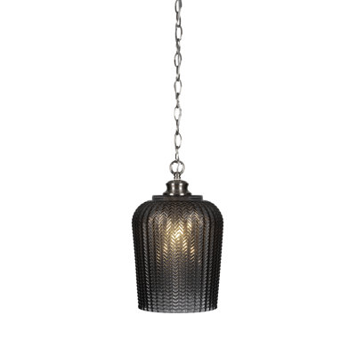 Luminaire suspendu suspendu en chaîne Chy avec verre texturé de 9 po