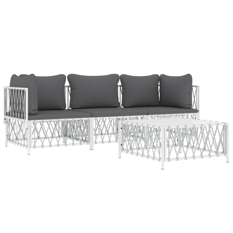 Ensemble de conversation pour 3 personnes avec coussins, Blanc