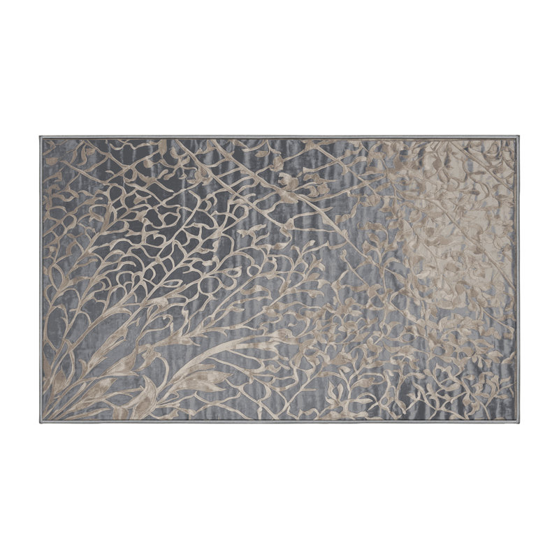 Tapis gris lavable à la machine, Rectangle 4 pi x 6 pi