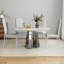 Table de salle à manger ronde 47 po avec plateau en faux marbre et base en métal-471579053-471579055
