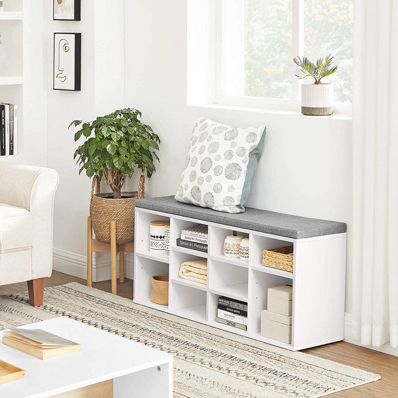 Banc de rangement pour chaussures avec paires de tablettes Arney, Bois beige