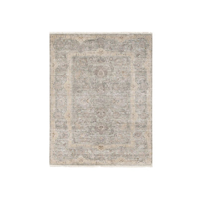 Tapis oriental vert en soie noué à la main 7 pi 10 po x 10 pi 2 po - MOA10280788
