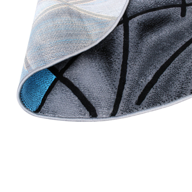 Sioar Blue/Gray Abstract Design Accent Area Rug, Round 6'8"