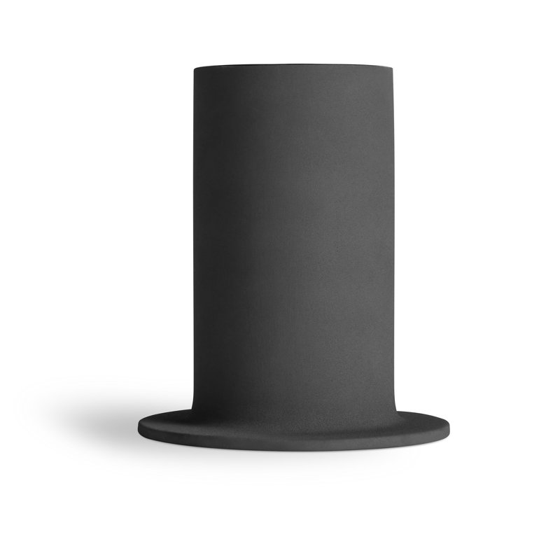 Flange Ceramic Table Vase, Black, 9" H x 7" W x 7" D