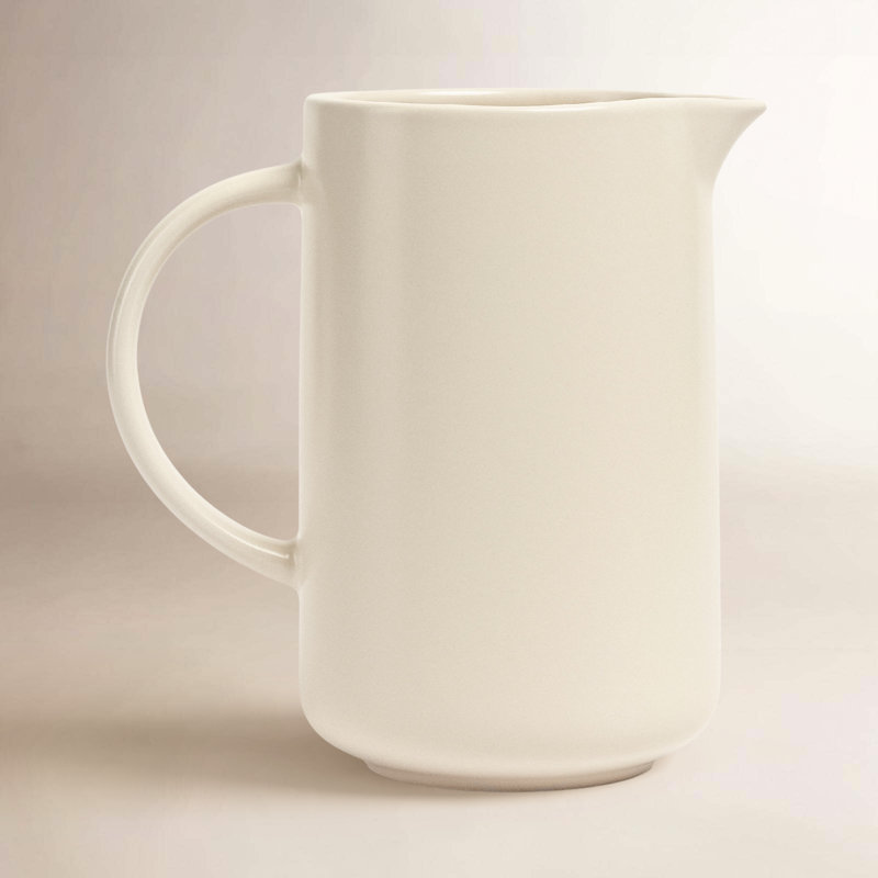 over&back Coupe Stoneware Pitcher, Ivory