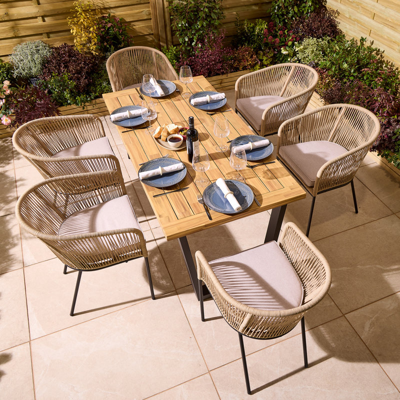 Rowlinson Oslo 6 Seat Dining Set, 75cm H x 90cm W x 160cm D