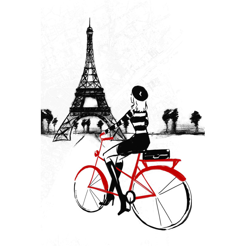 Tower and Lady - peinture sur toile tendue, H 12 po x l 8 po