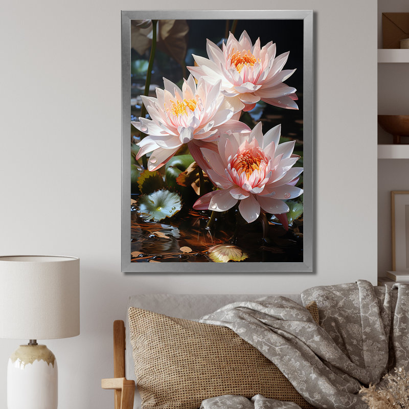 Caisi Égypte lotus sérénité II, reproduction d'art sur toile, H 32 po x l 16 po x P 1 po, Cadre photo argenté