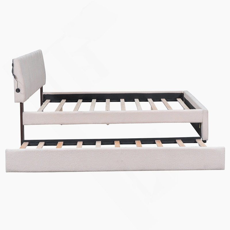 Lit plateforme tapissier avec gigogne et grand lit Teddy, Grand lit
