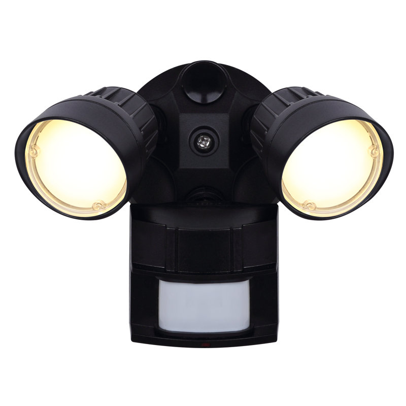 2 - Head LED Hardwired Dusk to Dawn Outdoor Security Spotlight with Motion Sensor