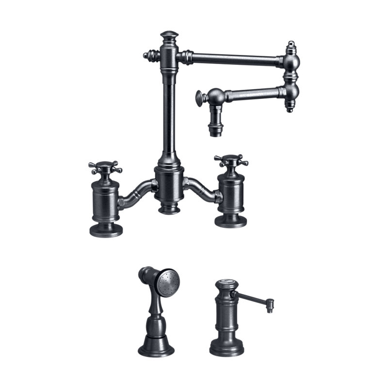 Towson Bridge Faucet - 12" Articulated Spout, Matte Black