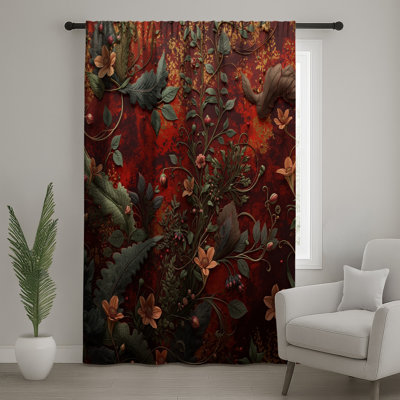 Ornate Floral Illustration, rideaux transparents et occultants - 1 panneau