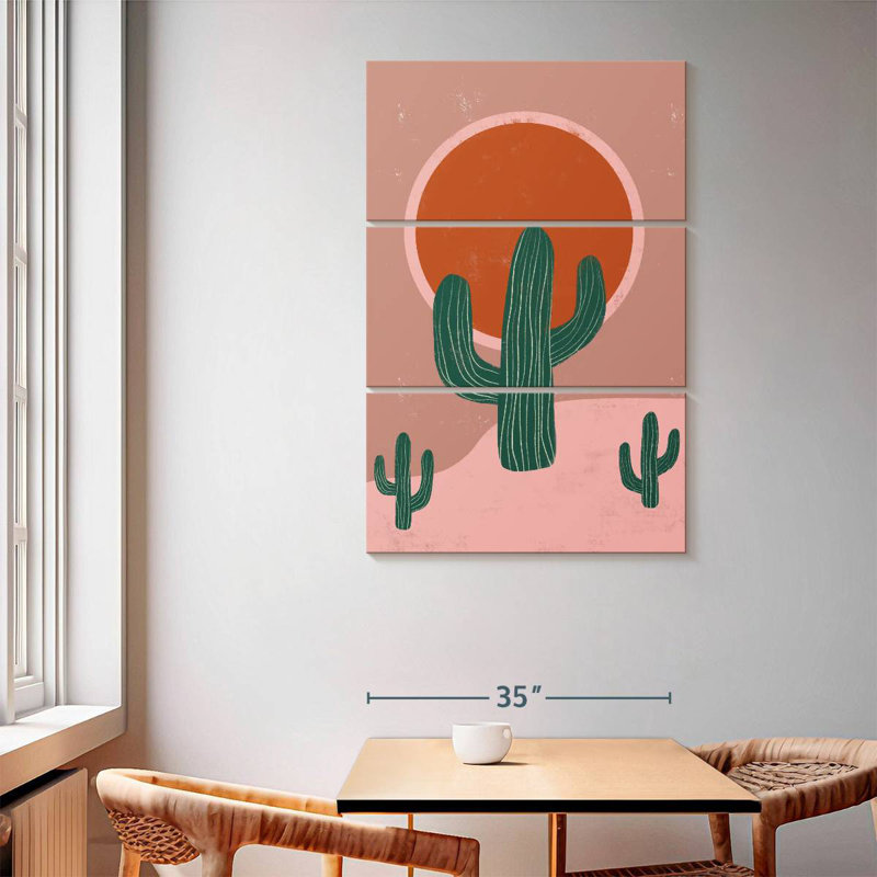 Harnek cactus et coucher de soleil, H 65 po x l 45 po