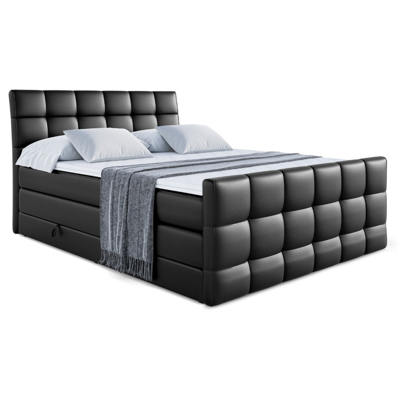 Ruksana Bed, Black, 120cm W x 200cm D