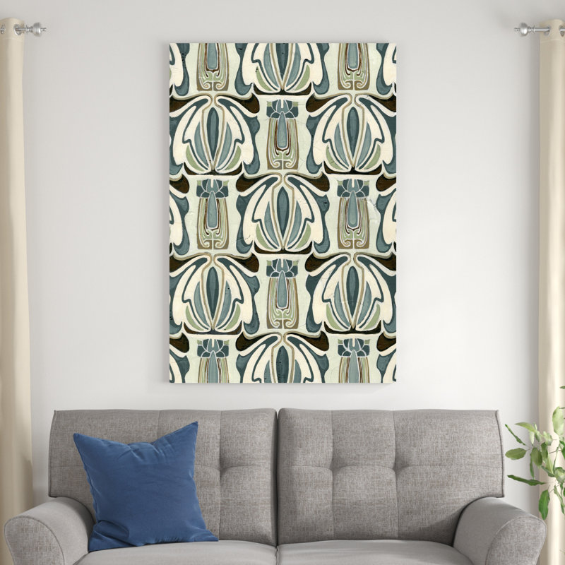 «Deco Parlor Pattern I» par June Erica Vess - peinture sur toile tendue, H 48 po x l 32 po