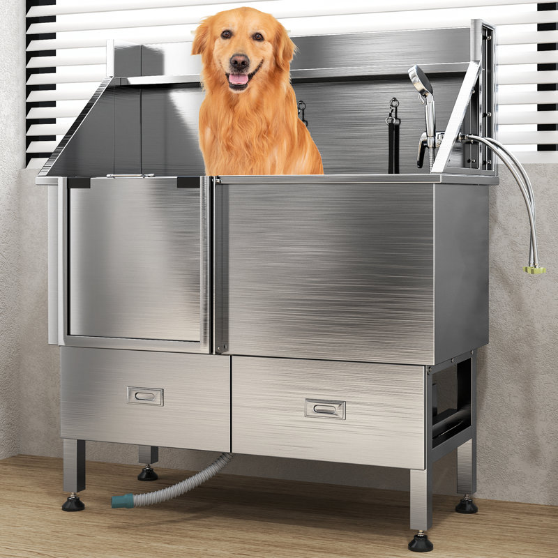 Baignoire pour chien professionnelle en acier inoxydable 304 (porte de gauche)