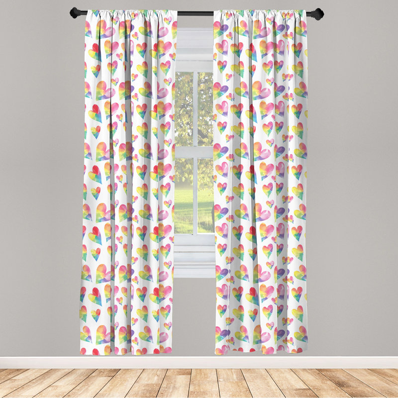 Heart Semi-Sheer Rod Pocket Curtain Panels, 28" x 84"