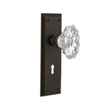 Crystal Chateau Interior Mortise Door Knob with New York Long Plate