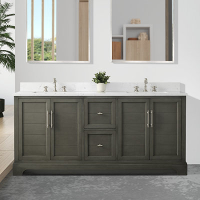  72" Freestanding Double Sink Bathroom Vanity with Top