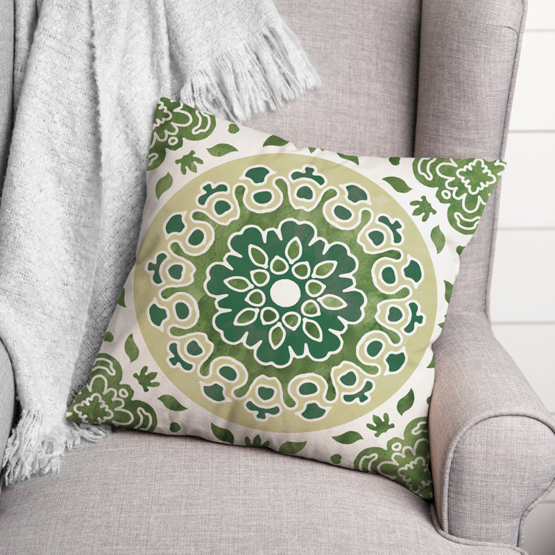 Morrocan Outdoor Reversible Throw Pillow, Green