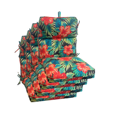 Ensemble de 4 coussins de chaise d'extérieur à dossier haut en polyester Milanna Comfort Classics Inc. 44 po x l 21 po x 4,5 po Moorea
