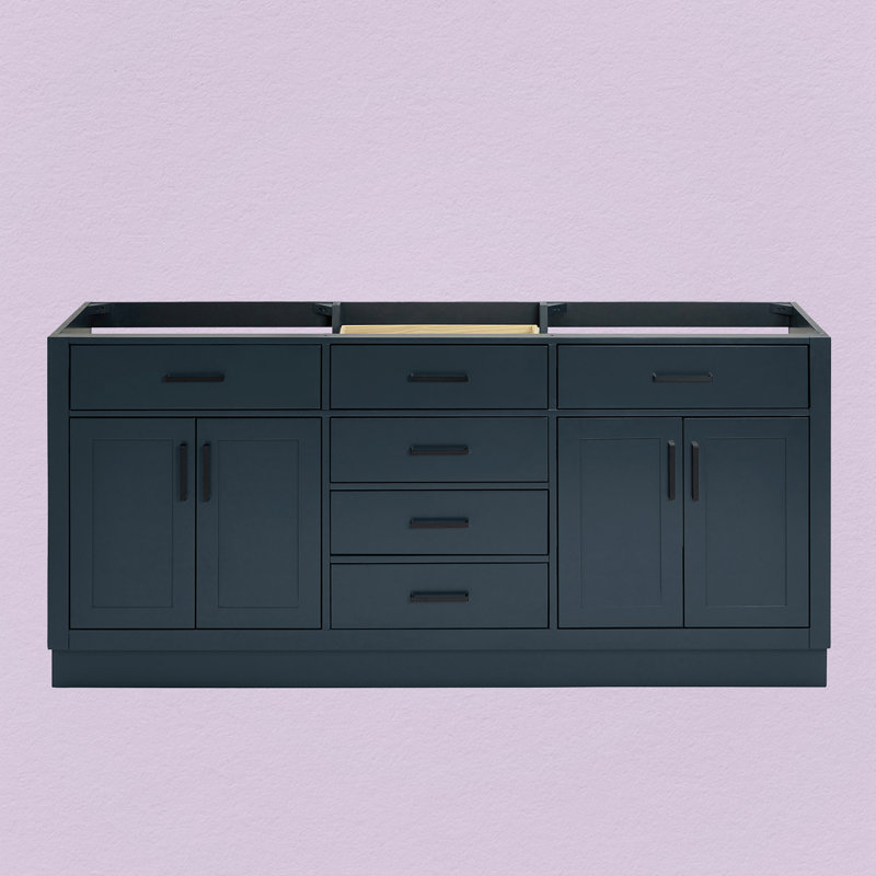 Ariel Hepburn 72 In. Double Sink Base Cabinet, Midnight Blue