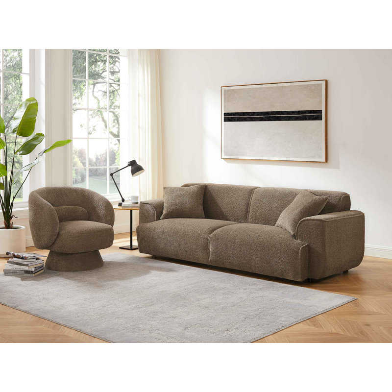Modern Wallas Sofa Set, Boucle, Camel
