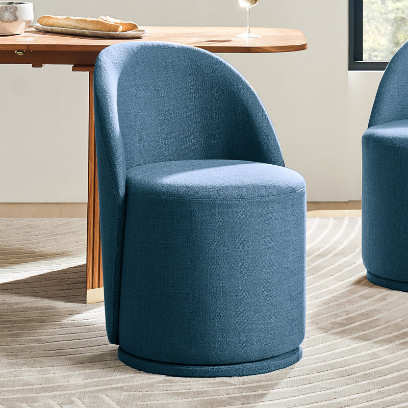 Clester Modern Upholstered Fully Assembled Swivel Dining Chair, Navy