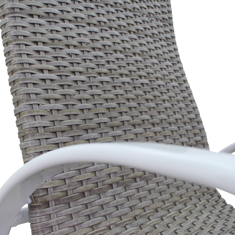Outdoor Chaise Lounge with Table, Gray, White