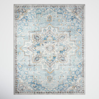 Maz Oriental Area Rug in Light Blue