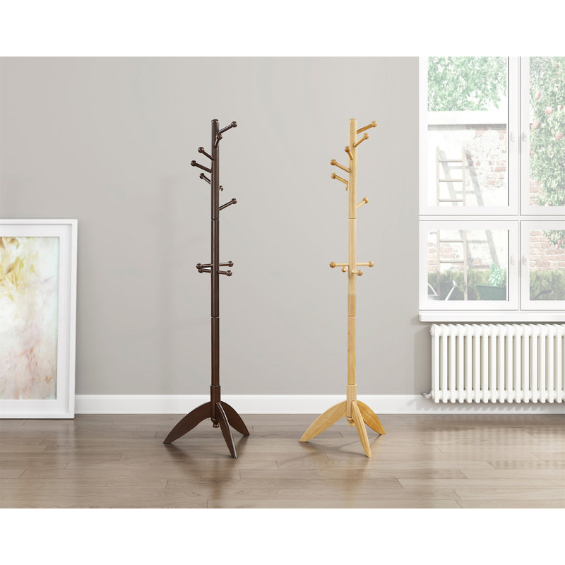 Natural Finish Coat Rack Solid Wood, Natural