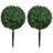 Set of 2 Artificial Boxwood Topiary Trees with Ground Stakes