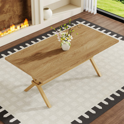 Table de salle à manger 71 po x 35,4 po en bois MDF et table de salle à manger en X La table de restaurant moderne et minimaliste peut accueillir de 6 à 8 personnes.