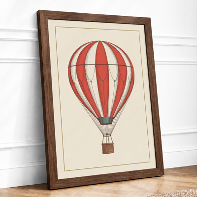 Hot Air Balloon Adventure Vintage 1 Piece Single Picture Frame Wall Art