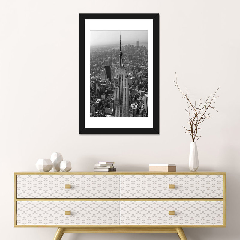 « empire state building (new york city) », reproduction de photo sur toile, H 24 po x l 16 po x P 1 po, Blanc