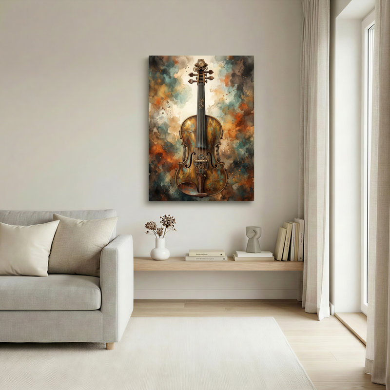 Ensemble de 1 tableau sur toile représentant un violon steampunk, 30"H x 20"W, Wrapped Canvas
