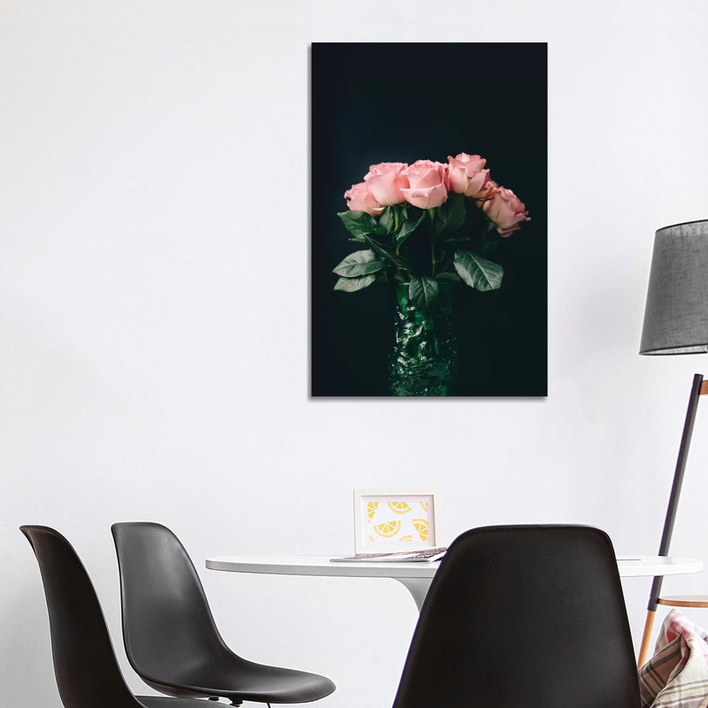 Pink Roses On Black II by Chelsea Victoria - Wrapped Canvas Print, 101.6 cm H x 66.04 cm W x 1.91 cm D