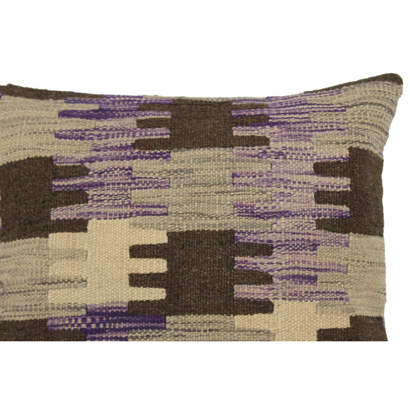 Coussin en laine Sam, Beige / noir géométrique 2