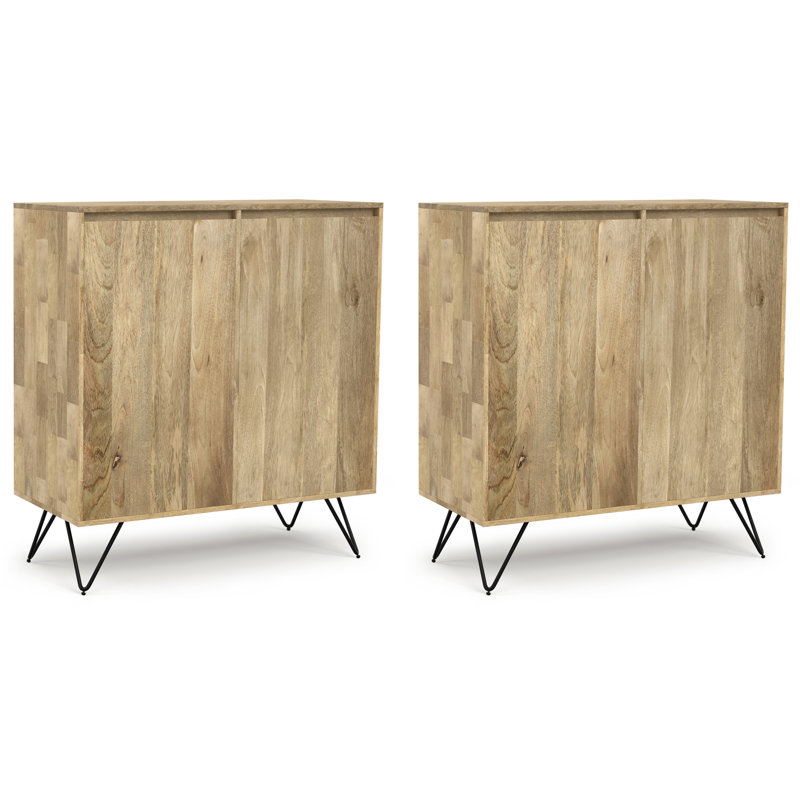 Hunter SOLID MANGO WOOD 39W Tall Storage Cabinet With Doors Set Of 2 In Natural