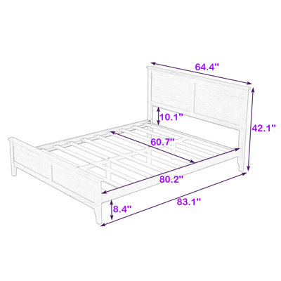 Wooden Platform Bed with Headboard